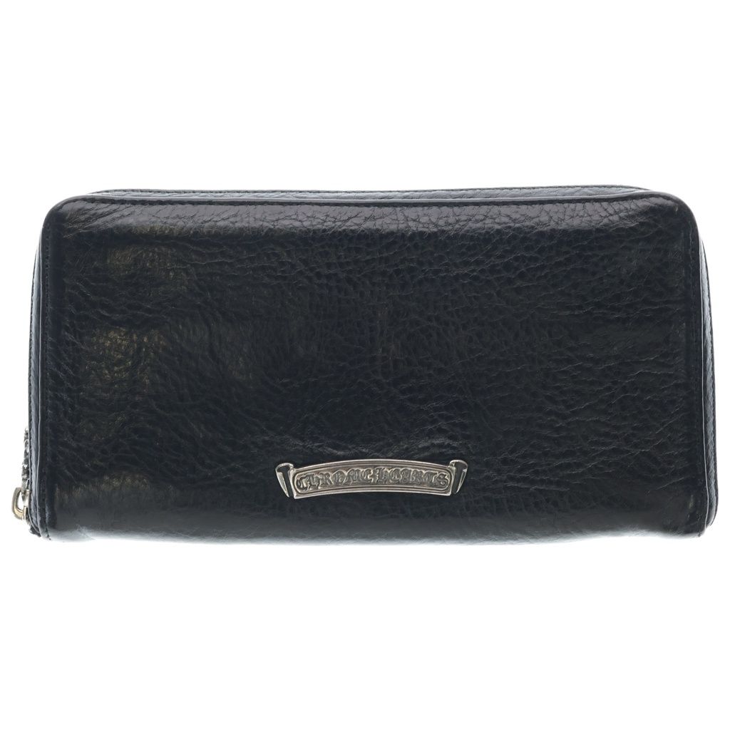 CHROME HEARTS (クロムハーツ) REC F ZIP SCROLL LABEL ラウンドジップ スクロールラベル レザーウォレット 財布 ブラック