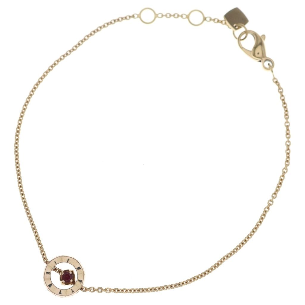 CHANEL (シャネル) ココ クラッシュ コレクション ブレスレット 18Kベージュゴールド ルビー J13044