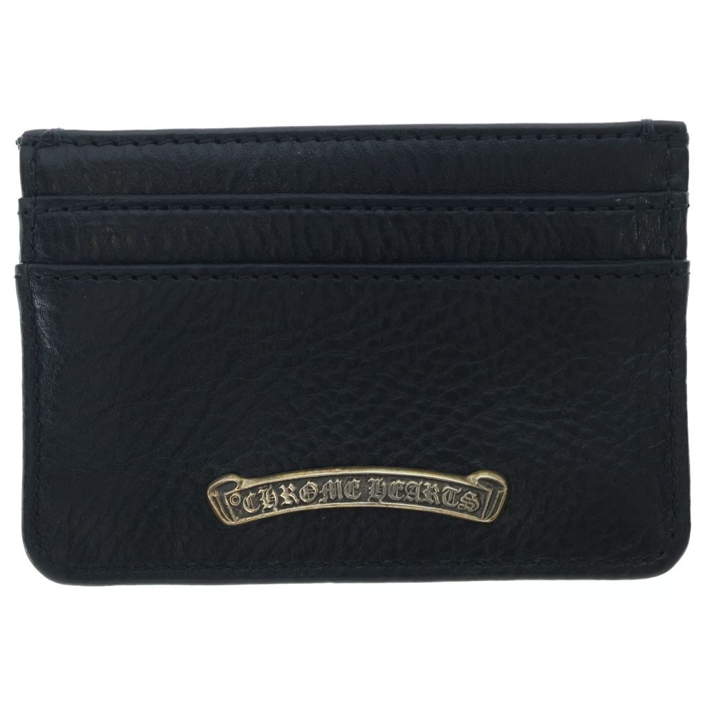 CHROME HEARTS (クロムハーツ) DOUBLE SIDE ダブルサイド スクロールラベル付レザーカードケース ブラック