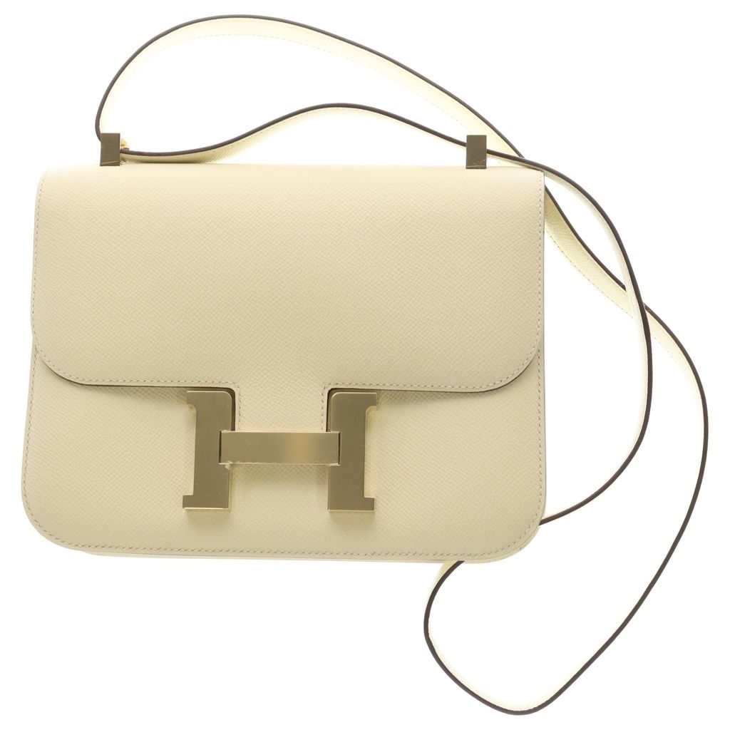 HERMES (エルメス) コンスタンス23 クレ エプソン レザー ショルダーバッグ シャンパンゴールド金具 アイボリー B刻印