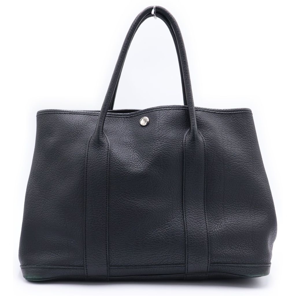 HERMES (エルメス) ガーデンパーティPM ハンドバッグ トートバッグ ブラック ネゴンダ レザー □K シルバー金具