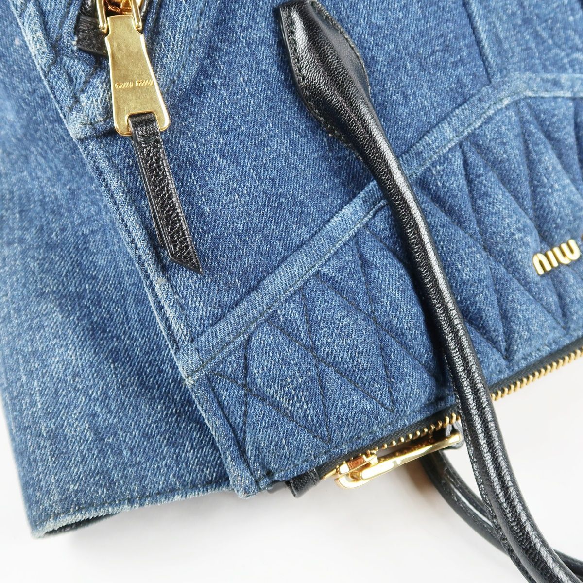 美品】miu miu ミュウミュウ バイカーデニム 2WAYショルダー