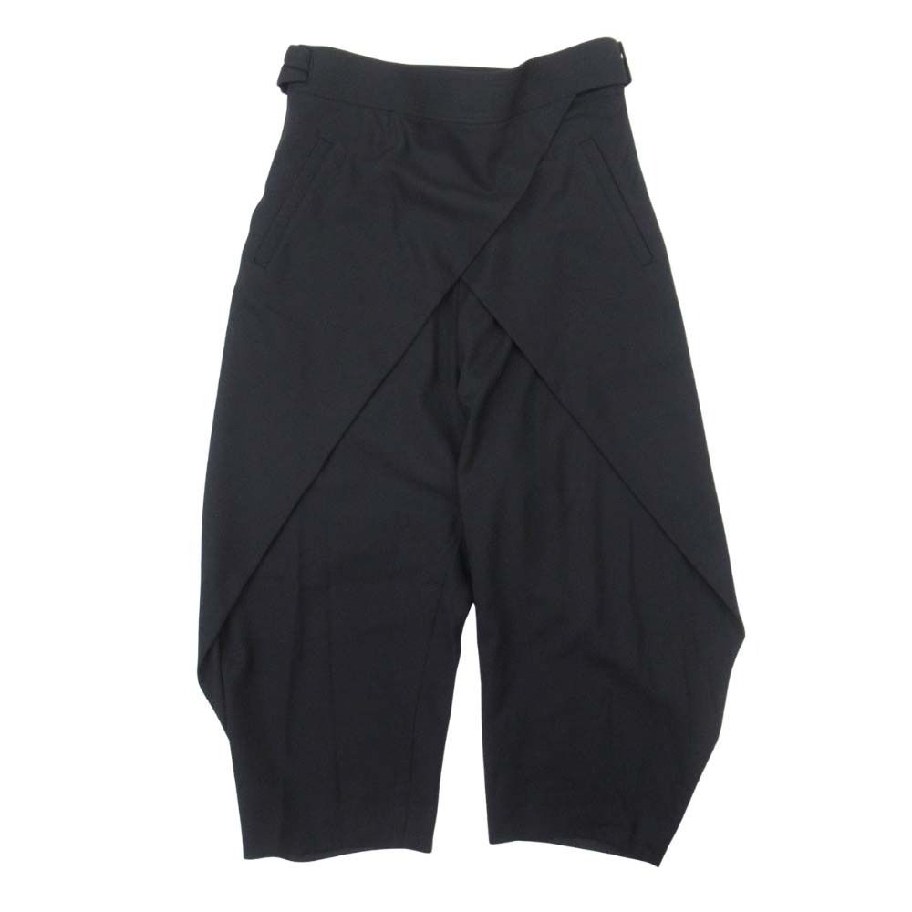 美品 ISSEY MIYAKE イッセイミヤケ 16ss ギャバジン生地 レイヤード調 テーパードパンツ スラックス 2 黒 ブラック レディース 古着 中古 USED