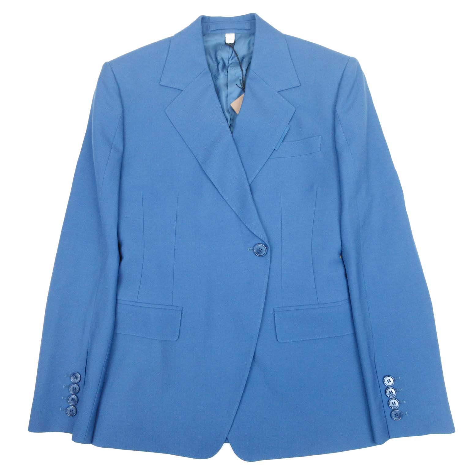 未使用 BURBERRY バーバリー ティッシ期 Claudete Tailored Blazer Jacket シングル テーラードジャケット ブレザー 36 ブルーグレー レディース 古着 中古 USED