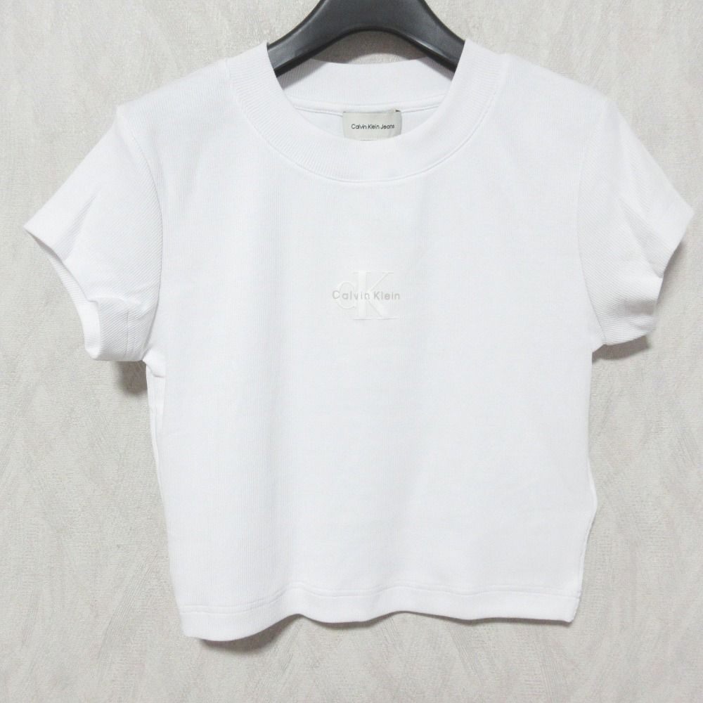 未使用 25SS Calvin Klein Jeans カルバンクラインジーンズ モノグラムベビーTシャツ 47AB802 XS ホワイト レディース 古着 中古 USED