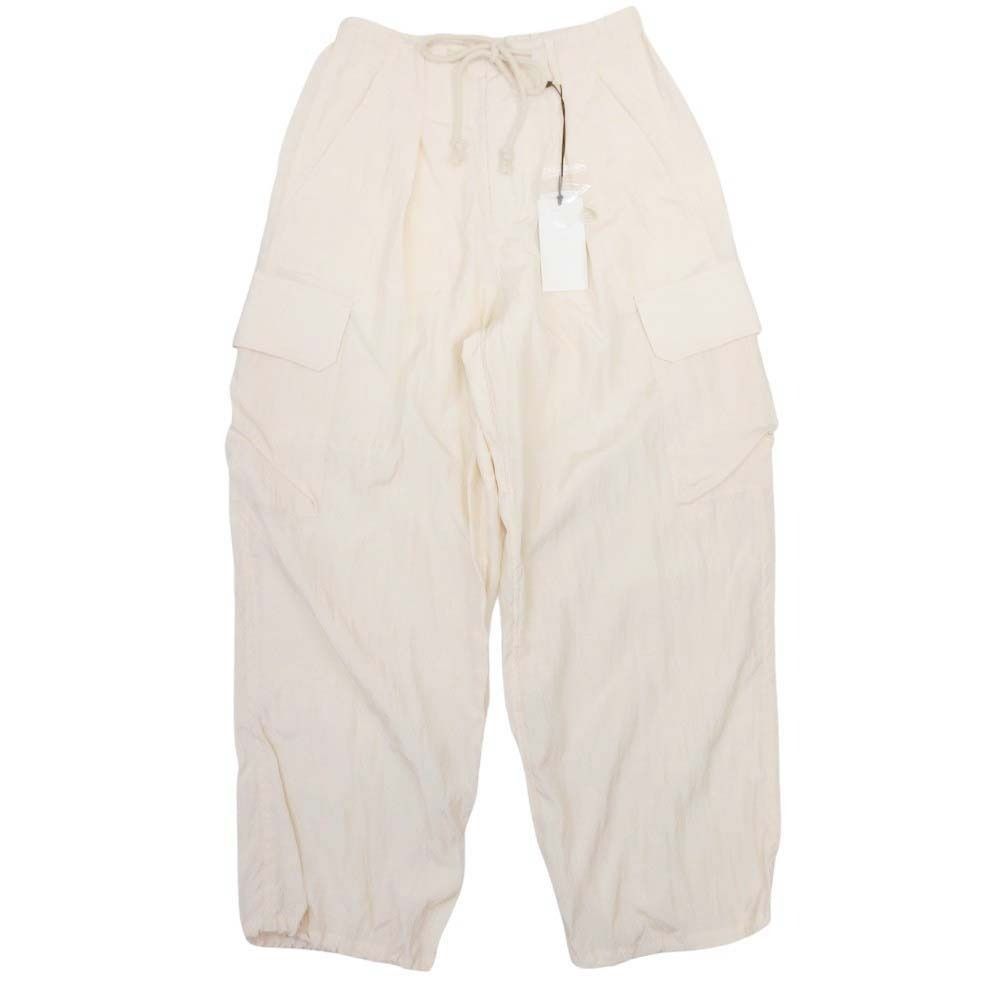 未使用 HER. ハー ワイドレッグ カーゴパンツ ボトムス ミリタリー レーヨンナイロン 1タック イージー 2 アイボリー レディース 古着 中古 USED