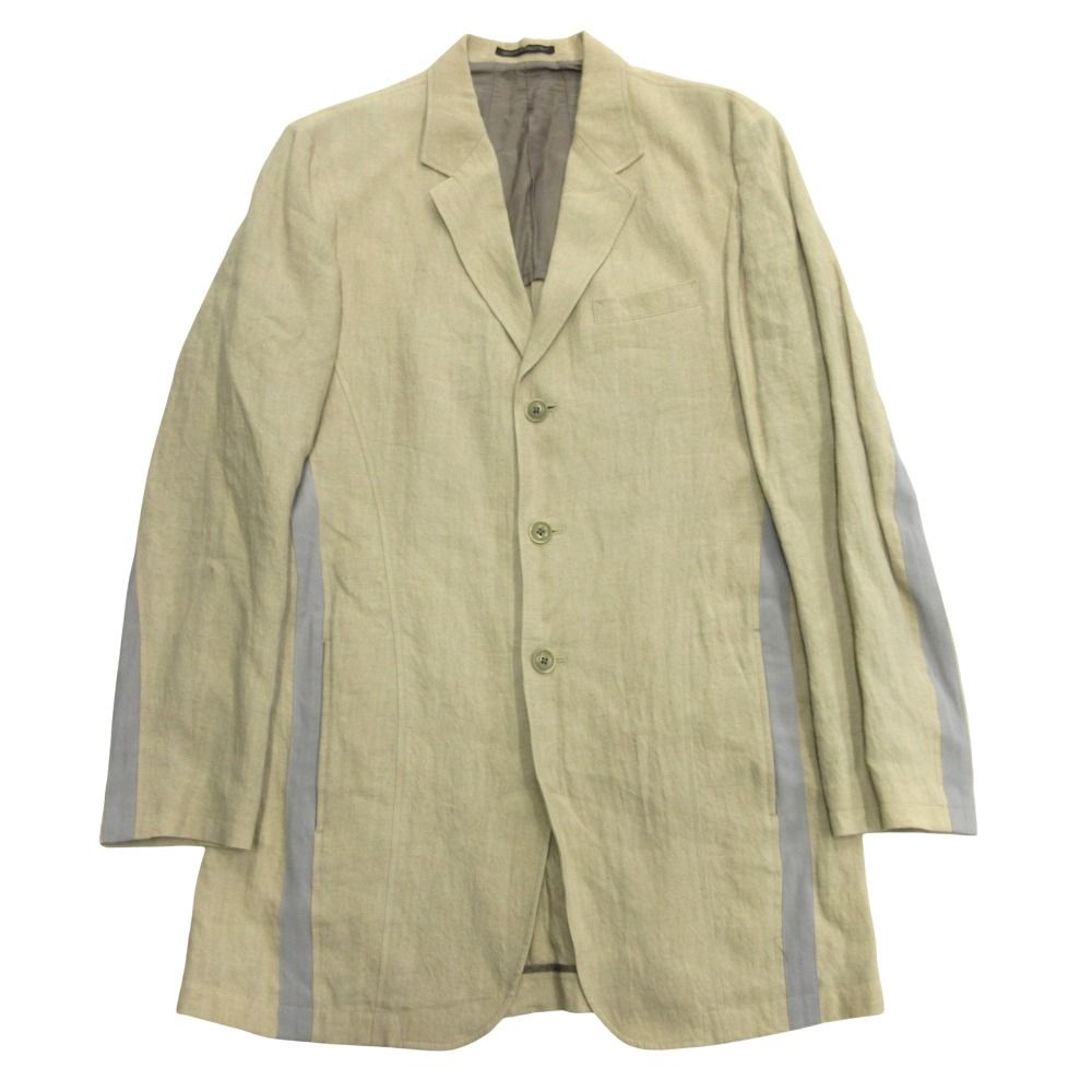 美品 Yohji Yamamoto POUR HOMME ヨウジヤマモトプールオム 16ss テーラード ジャケット リネン ランウェイ着用アイテム 3 ベージュ メンズ 古着 中古 USED