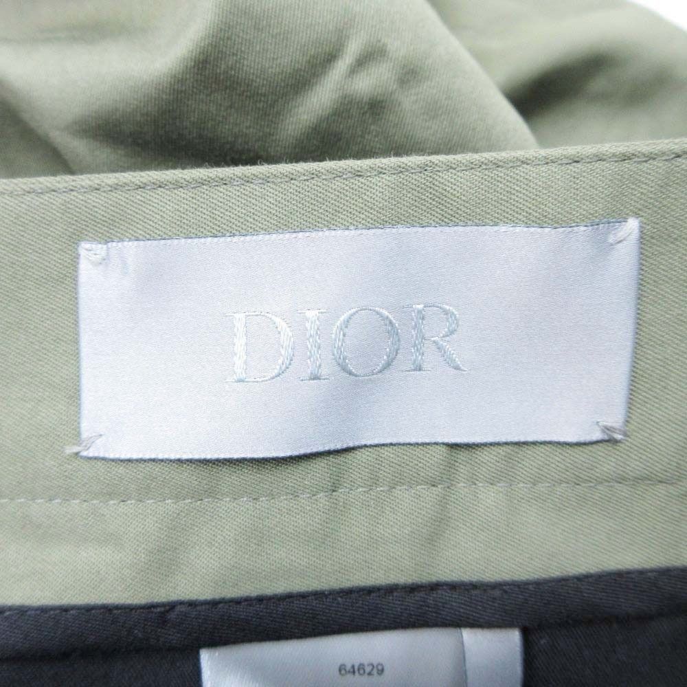 未使用 DIOR ディオール CD Icon CDロゴ刺繍 ノータック スラックス コットンツイル テーパードパンツ 48 カーキ メンズ 古着 中古 USED