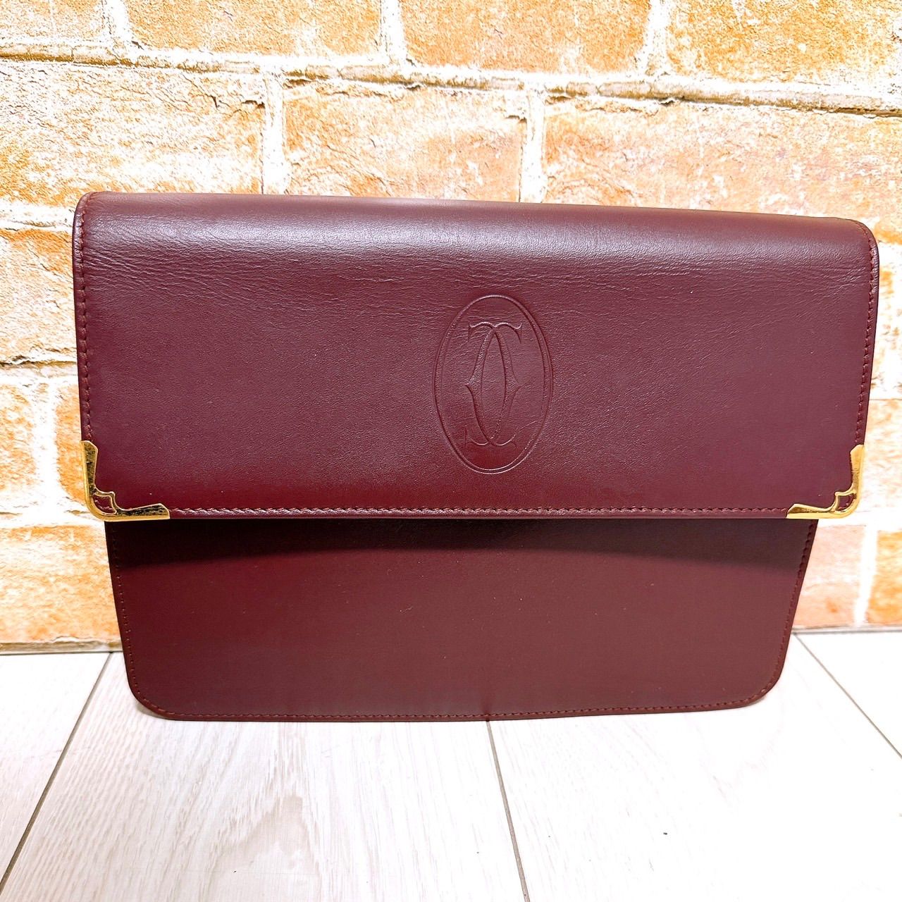 超美品) Cartier(カルティエ)セカンドバッグ クラッチバッグ ボルドー 