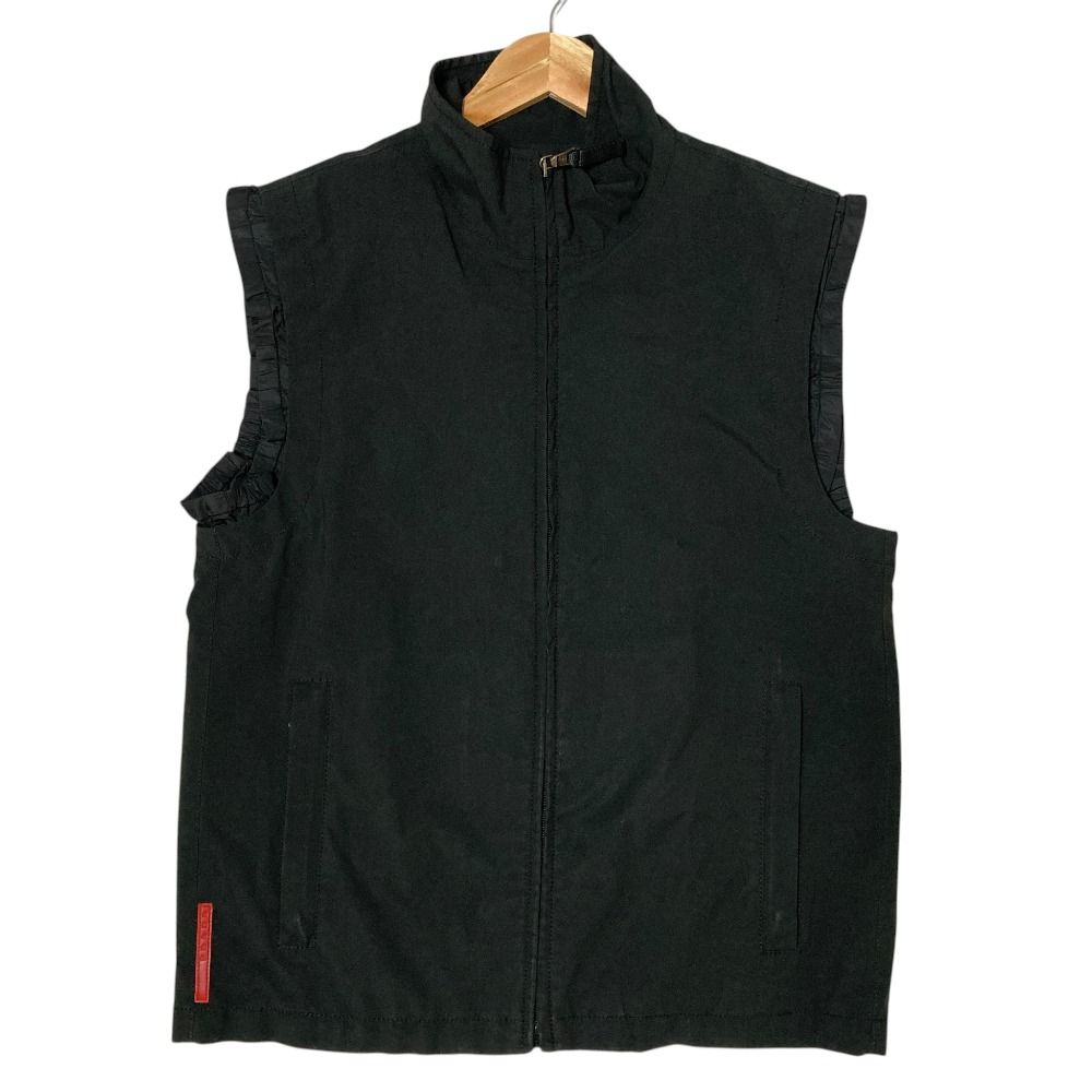 良品 PRADA SPORT プラダスポーツ ジップアップ ナイロンベスト SGV81A サイズ50 ブラック メンズ 古着 中古 USED