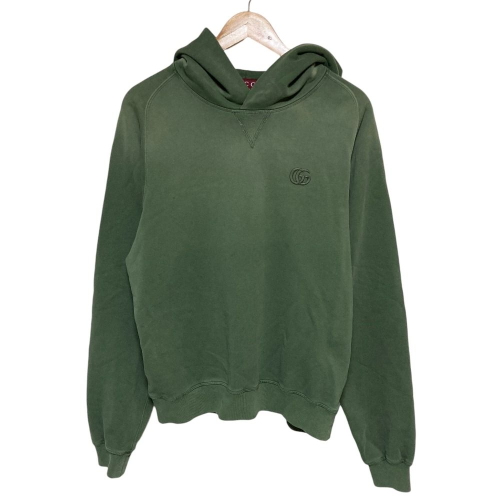 美品 25年商品 Gucci グッチ GG スウェット プルオーバー パーカー 828361 サイズS グリーン メンズ 古着 中古 USED