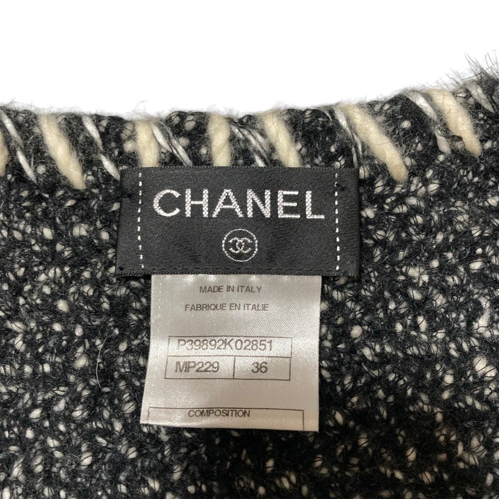 CHANEL 98P スコットランド製 中古 ニット 美品 CHANEL シャネル ツイードニット ジップアップジャケット P39892