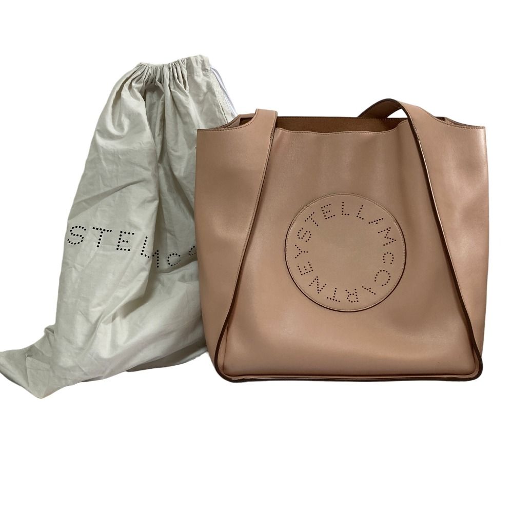 美品 STELLA McCARTNEY ステラマッカートニー サークルロゴ ポーチ付き トートバッグ ピンクベージュ レディース 古着 中古 USED