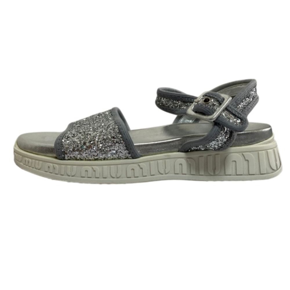 美品 miu miu ミュウミュウ グリッターサンダル サイズ37 24cm相当