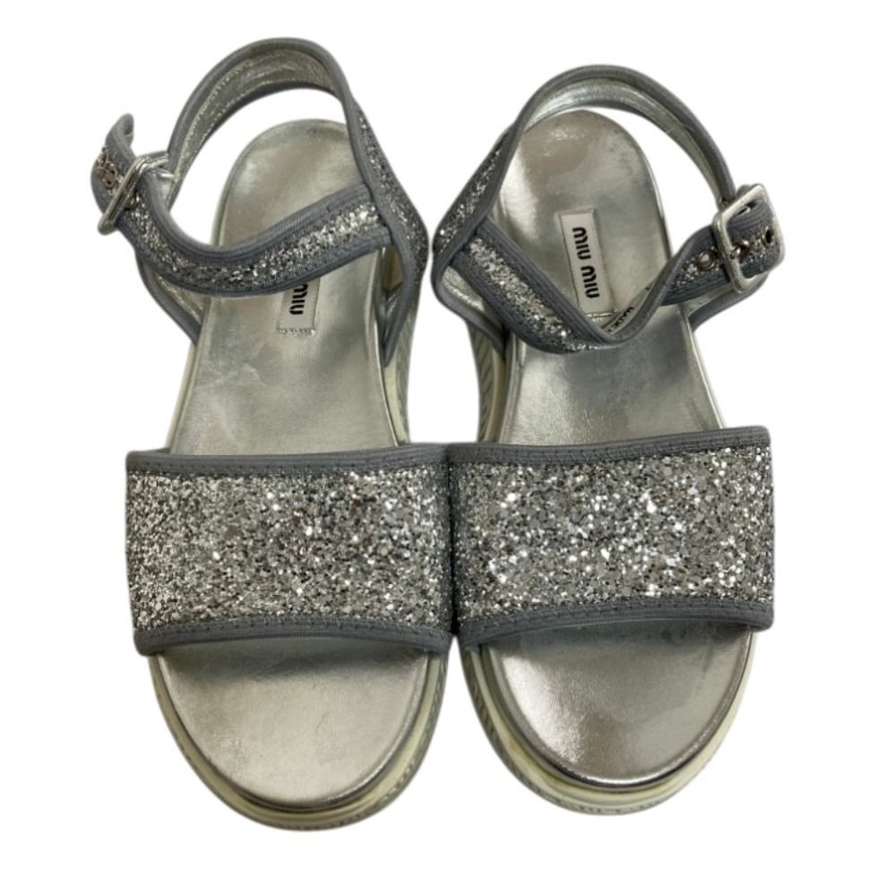 美品 miu miu ミュウミュウ グリッターサンダル サイズ37 24cm相当