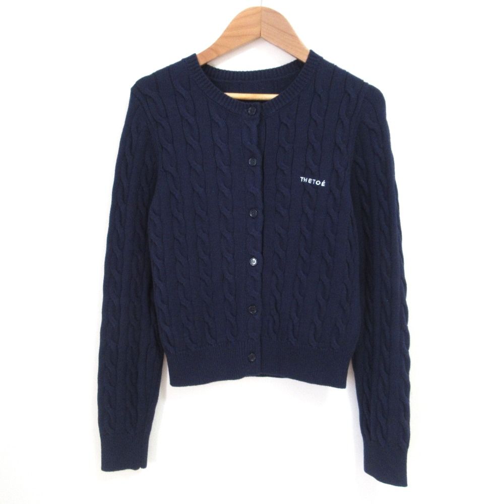 美品 THE TOE ザ トゥー AKER CARDIGAN ベイカーカーディガン Sサイズ ネイビー レディース 古着 中古 USED