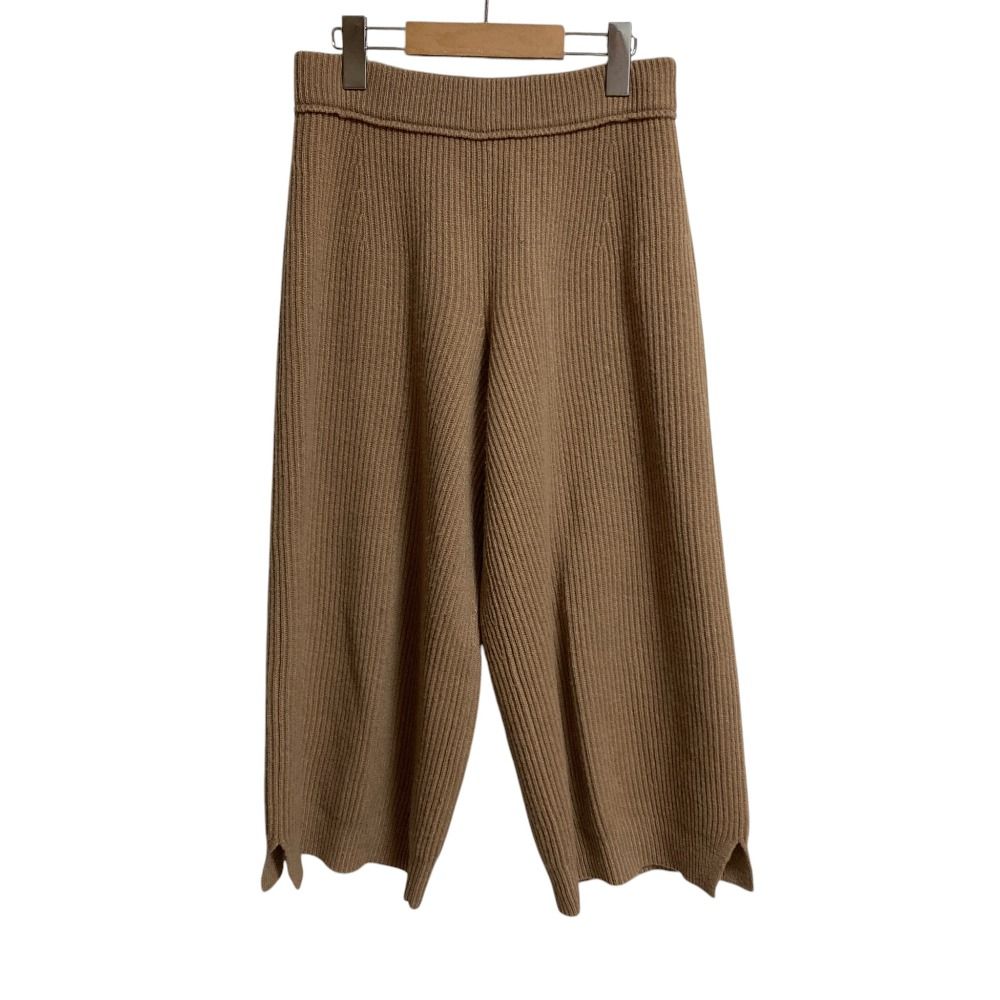 美品 Drower ドゥロワー ウールカシミヤ リブニットパンツ サイズ1 ブラウン レディース 古着 中古 USED
