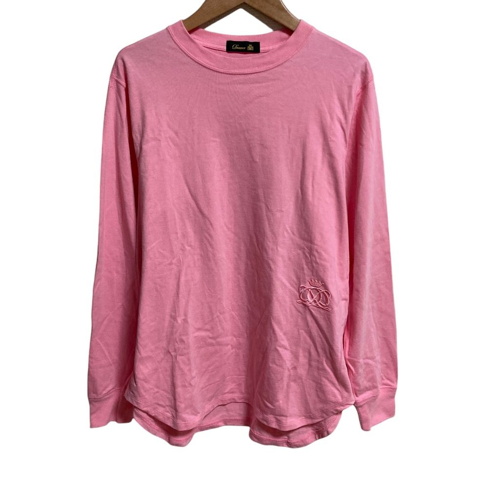 美品 Drawer ドゥロワー コットン天竺クルーネックロングスリーブ Tシャツ カットソー 6512‐299‐0278 ピンク レディース 古着 中古 USED