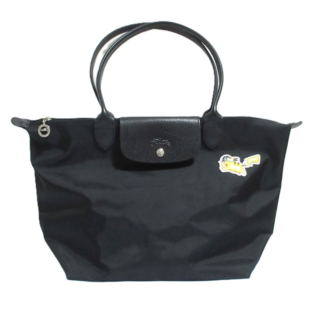 美品 LONGCHAMP ロンシャン ポケットモンスター コラボ ピカチュウ プリアージュ トートバッグ ブラック レディース 古着 中古 USED