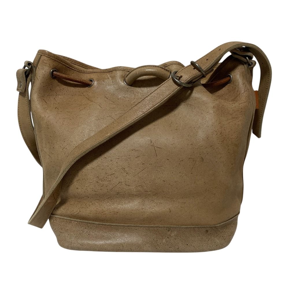 美品 Hender Scheme エンダースキーマ arne big 巾着 レザーショルダーバッグ ベージュ メンズ レディース 古着 中古 USED