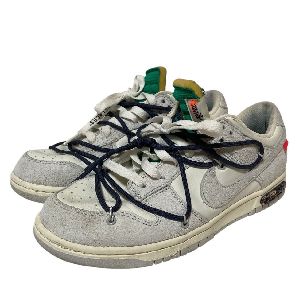 美品 Off-White × Nike オフホワイト ナイキ Dunk Low ダンク ロー スニーカー DJ0950-115 サイズUS8.5 26.5cm ライトグレー メンズ 古着 中古 USED