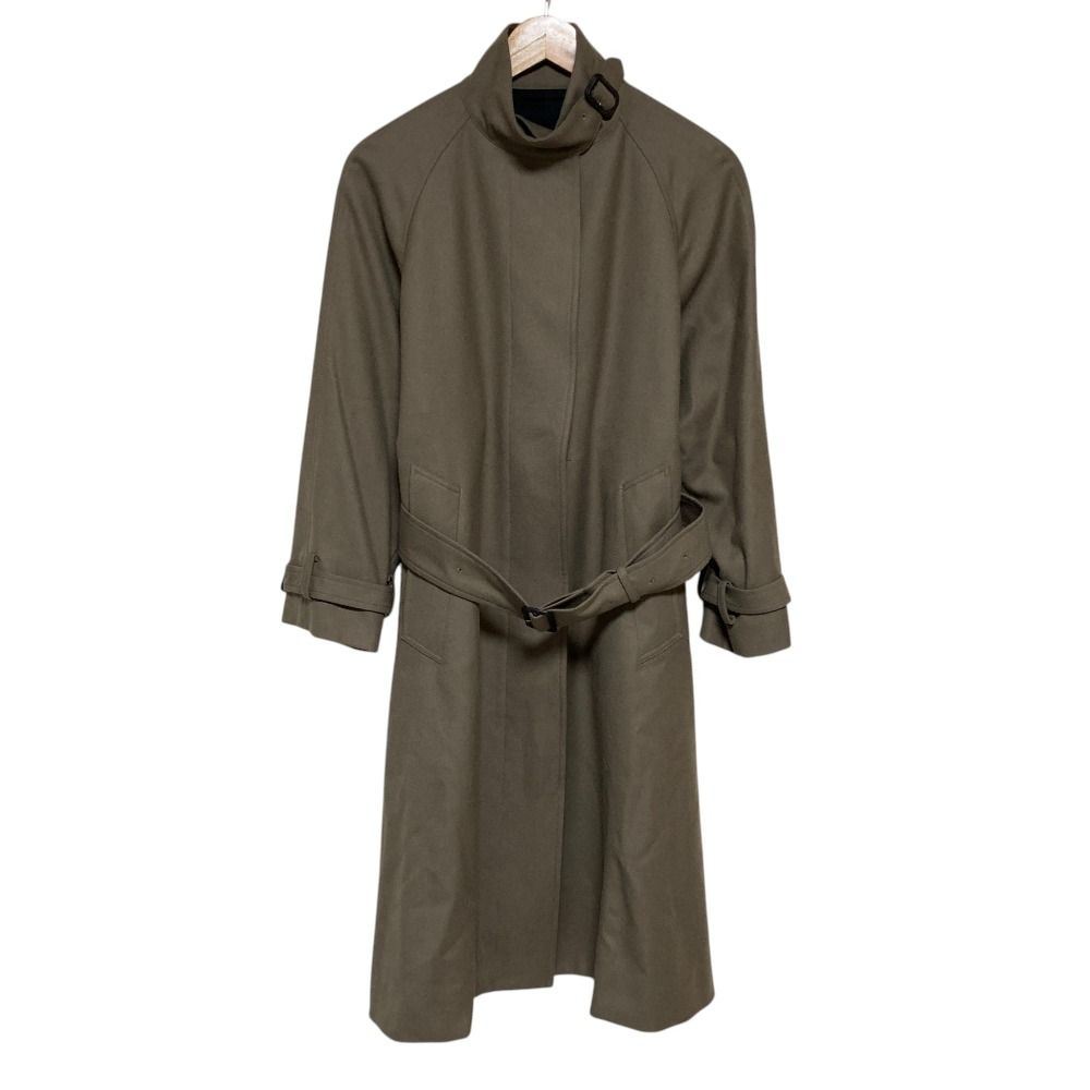 美品 MARGARET HOWELL マーガレットハウエル WOOL SERGE ウールサージ スタンドカラーコート 578-9212006 サイズ0 カーキ レディース 古着 中古 USED