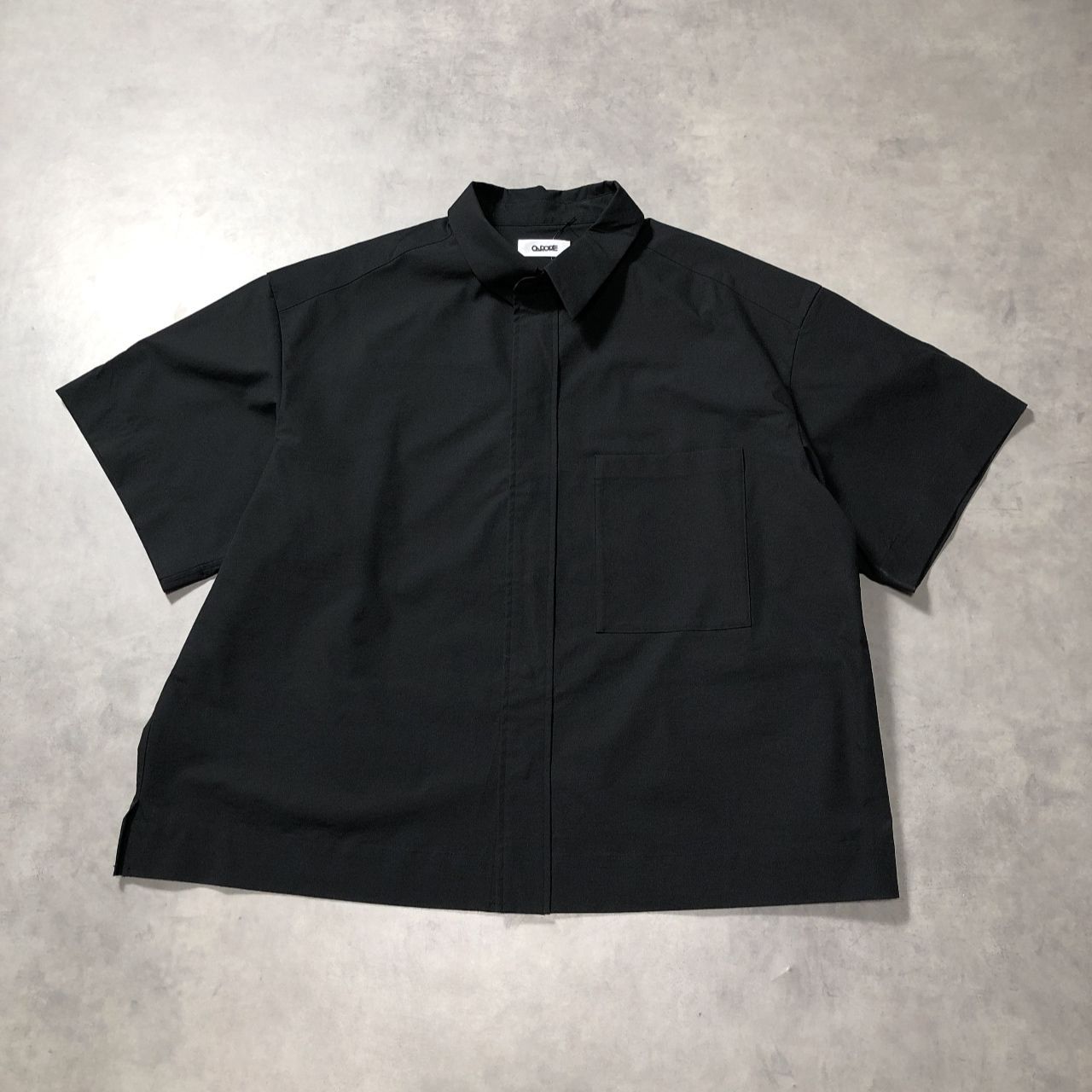 GQ5620◇CARORIE : 半袖シャツ 比翼ボタン CR2402T1-BK◇L◇ブラック カロリイ オーバーサイズ
