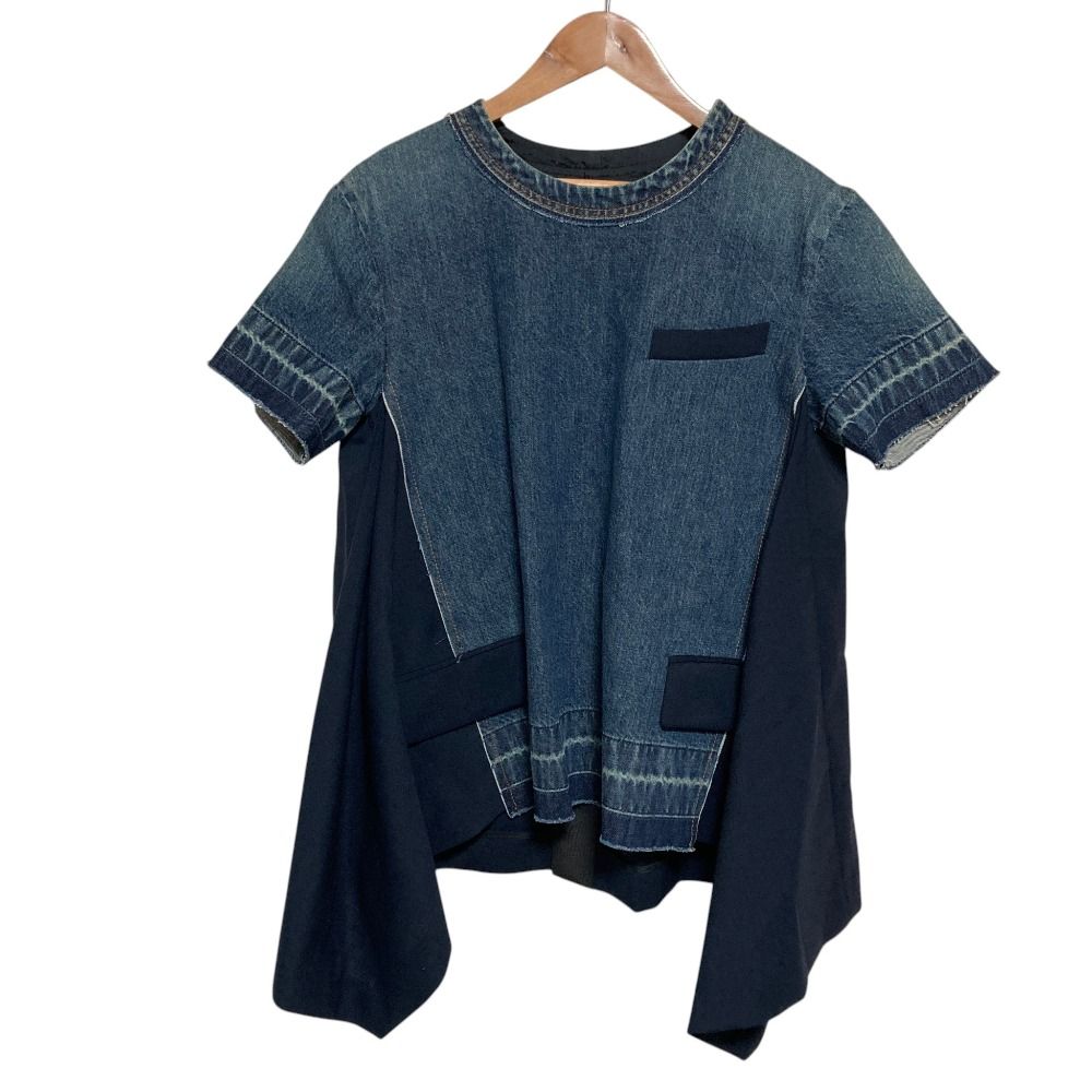Sacai ✰サカイ　コレクション　デニム　アシンメトリー　ブラウス　カットソー 美品 SACAI サカイ デニムドッキング アシンメトリーヘムカットソー 21