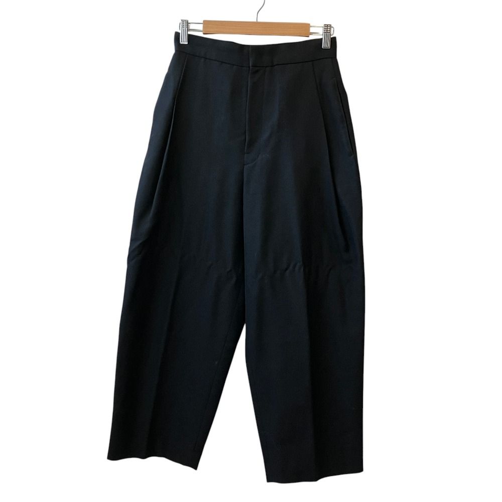 美品 Y's Pink Label Yohji Yamamoto ワイズピンクレーベル ヨウジヤマモト ウール ワイドパンツ YC-P42-133 サイズ2 ブラック レディース 古着 中古 USED