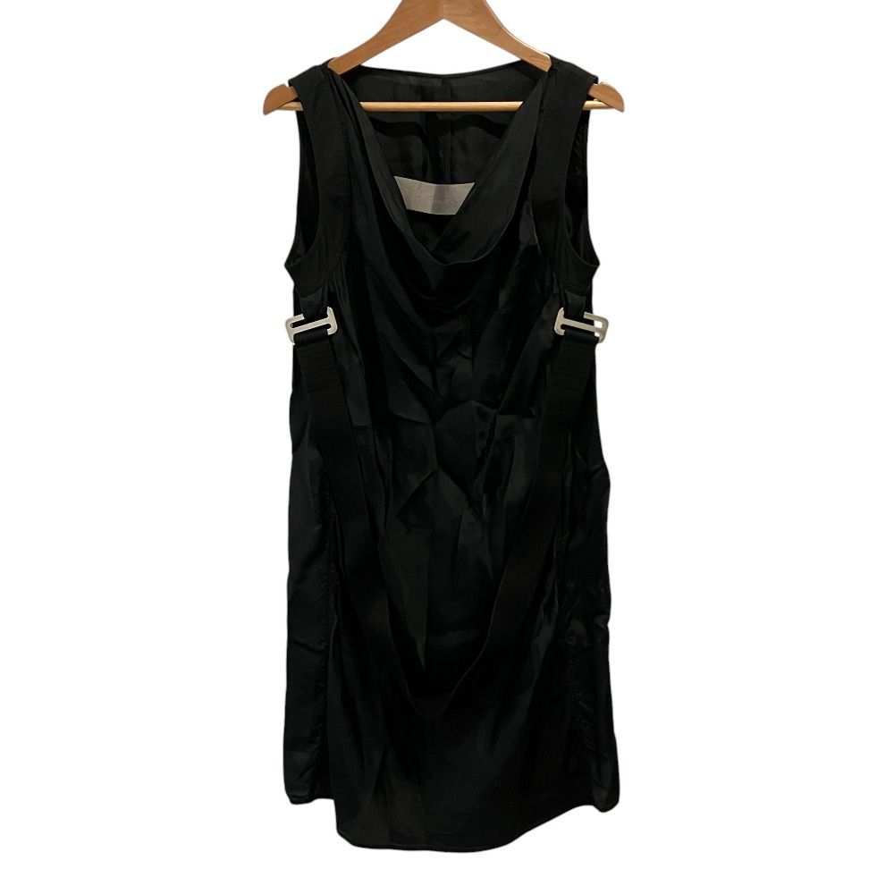 良品 Rick Owens リックオウエンス ハーネス装飾 サテン ロング Tシャツ カットソー 40 ブラック レディース 古着 中古 USED