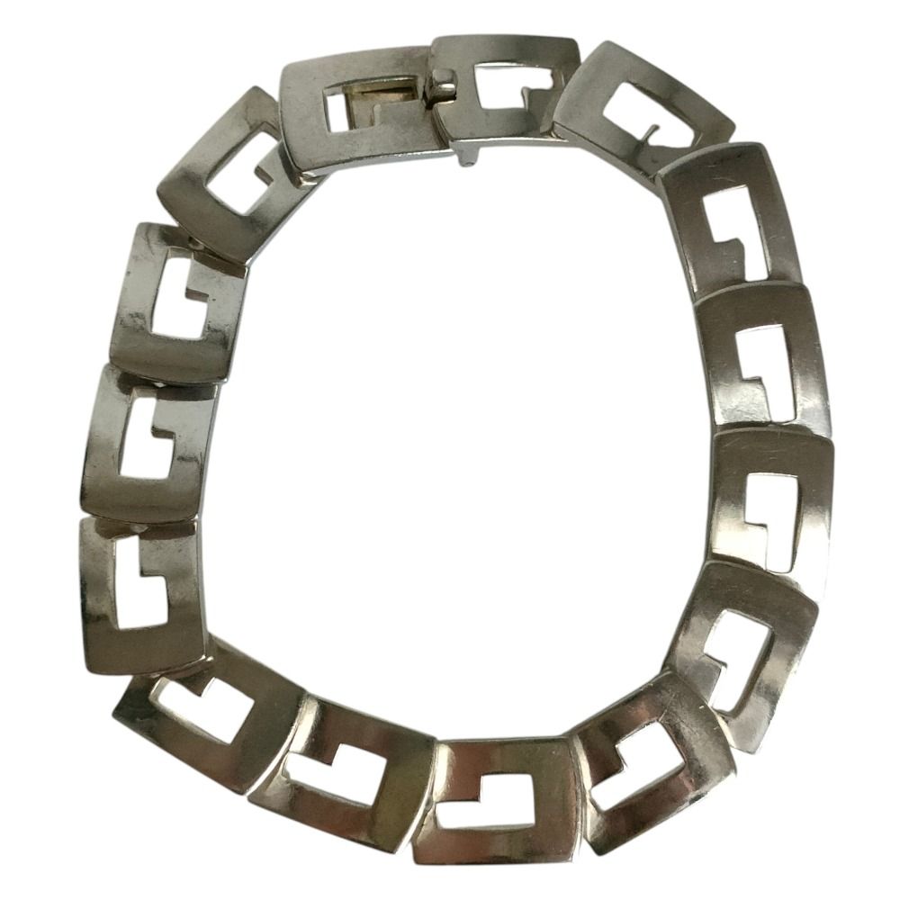 良品 GUCCI グッチ ヴィンテージ 925 Gロゴ リンク ブレスレット シルバー メンズ レディース 古着 中古 USED