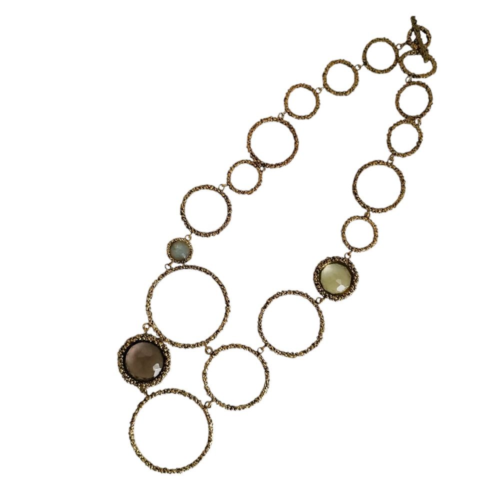 美品 DANIELA DE MARCHI ダニエラデマルキ Contaminazioni Collection サークルモチーフ 天然石 ストーン ネックレス ゴールドカラー レディース 古着 中古 USED