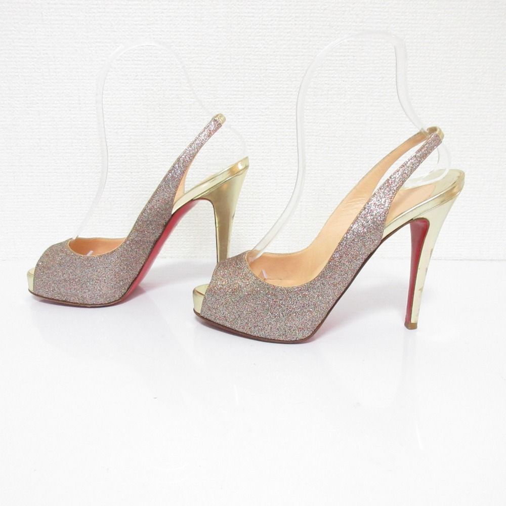 良品 Christian louboutin クリスチャンルブタン グリッター オープン