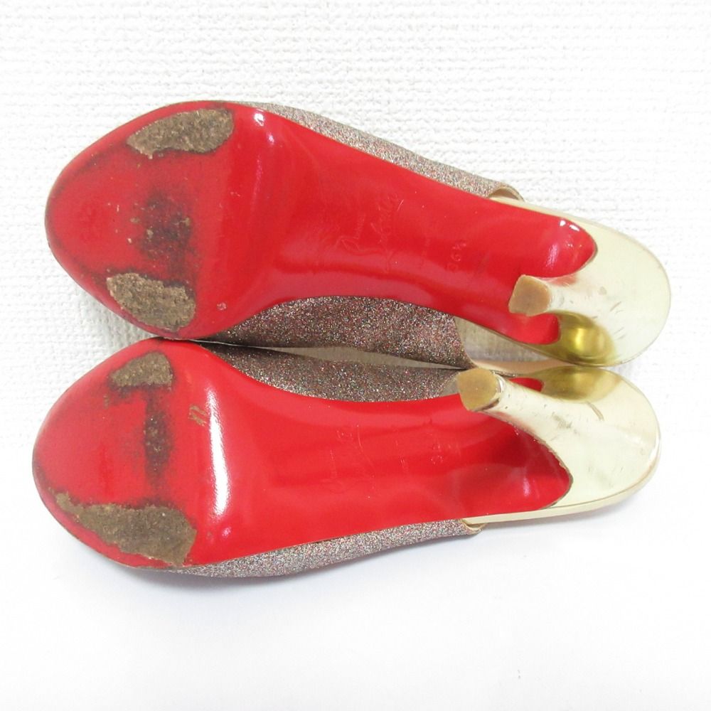 良品 Christian louboutin クリスチャンルブタン グリッター オープン