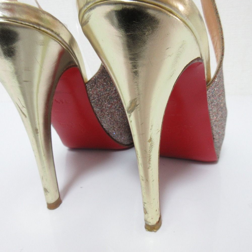 良品 Christian louboutin クリスチャンルブタン グリッター オープン