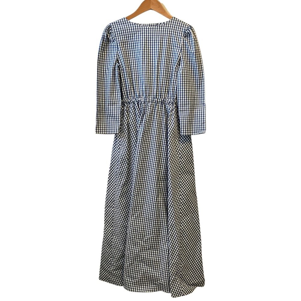 良品 SEVEN TEN by miho kawahito セブンテンバイミホカワヒト ギンガムマキシワンピース 6S505 サイズS ブルー レディース 古着 中古 USED