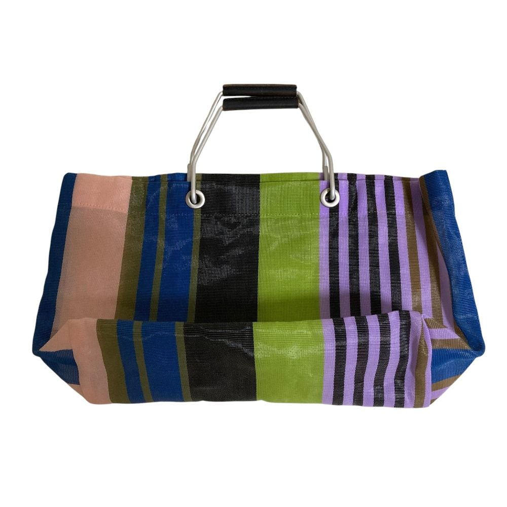 美品 MARNI マルニ フラワーマーケット ストライプバッグ メッシュ