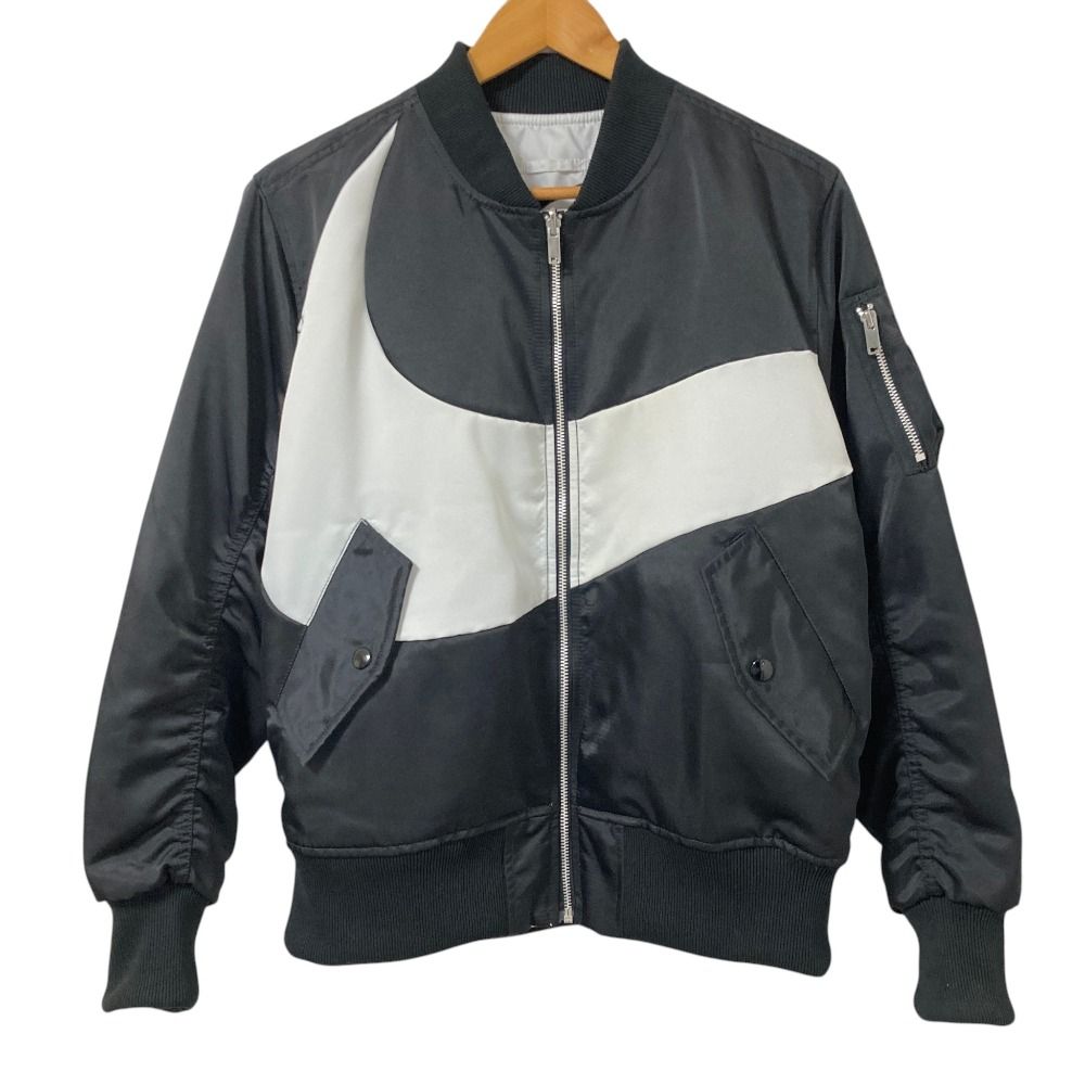良品 NIKE ナイキ BIG SWOOSH COLLECTION リバーシブル THERMA-FIT MA-1 ジャケット DD6056-010 サイズM ブラック メンズ 古着 中古 USED