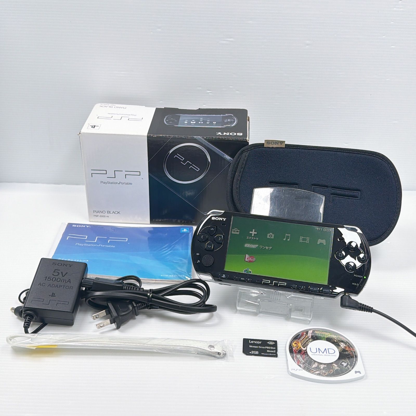 極美品 PSP 3000 ピアノブラック 遊べるセット 動作確認済み FW6.60 前期型モデル ソニー プレイステーション ポータブル SONY PlayStation Portable psp 管理番号M1944