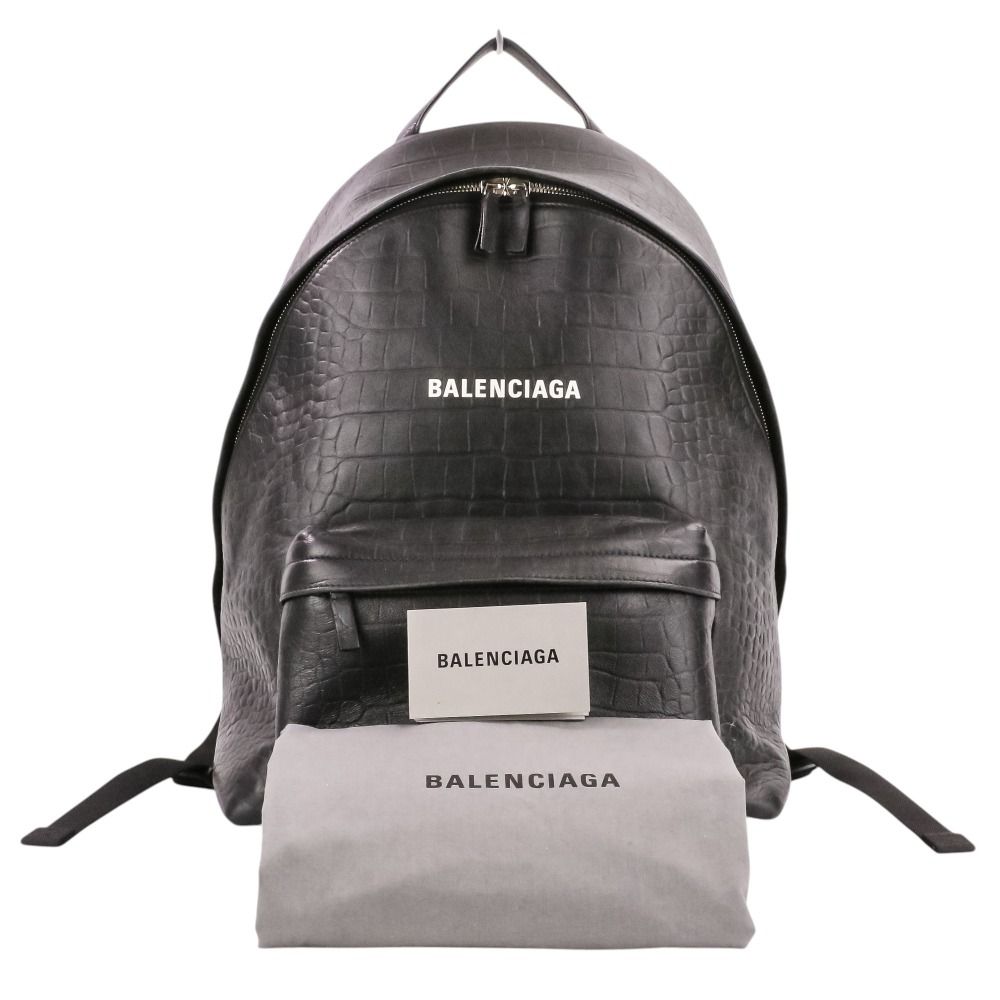 良品 BALENCIAGA バレンシアガ EVERYDAY BACKPACK クロコ型押しレザー