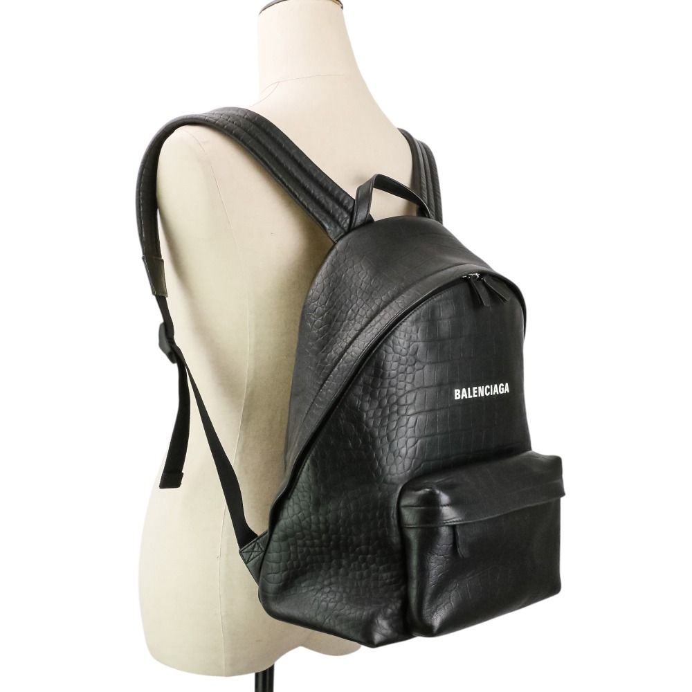 良品 BALENCIAGA バレンシアガ EVERYDAY BACKPACK クロコ型押しレザー 