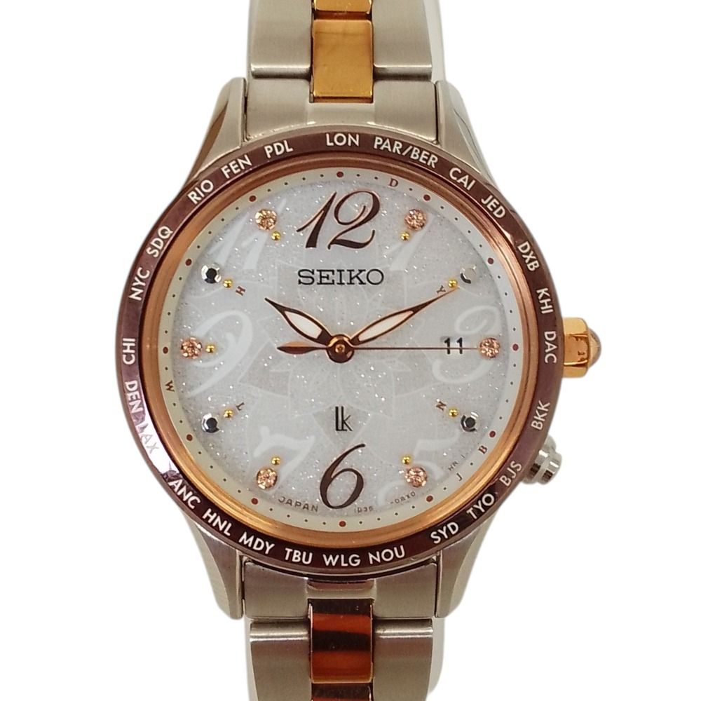 美品 SEIKO セイコー リミテッドエディション ルキア 花柄 腕時計 1B35-0AH0 ホワイト文字盤 レディース 古着 中古 USED