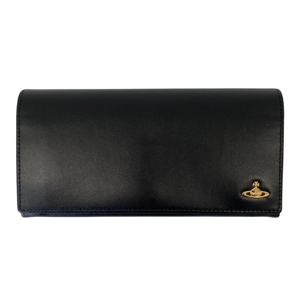 新品同様 Vivienne Westwood ヴィヴィアンウエストウッド オーブ レザー ロングウォレット 長財布 ブラック レディース 古着 中古 USED