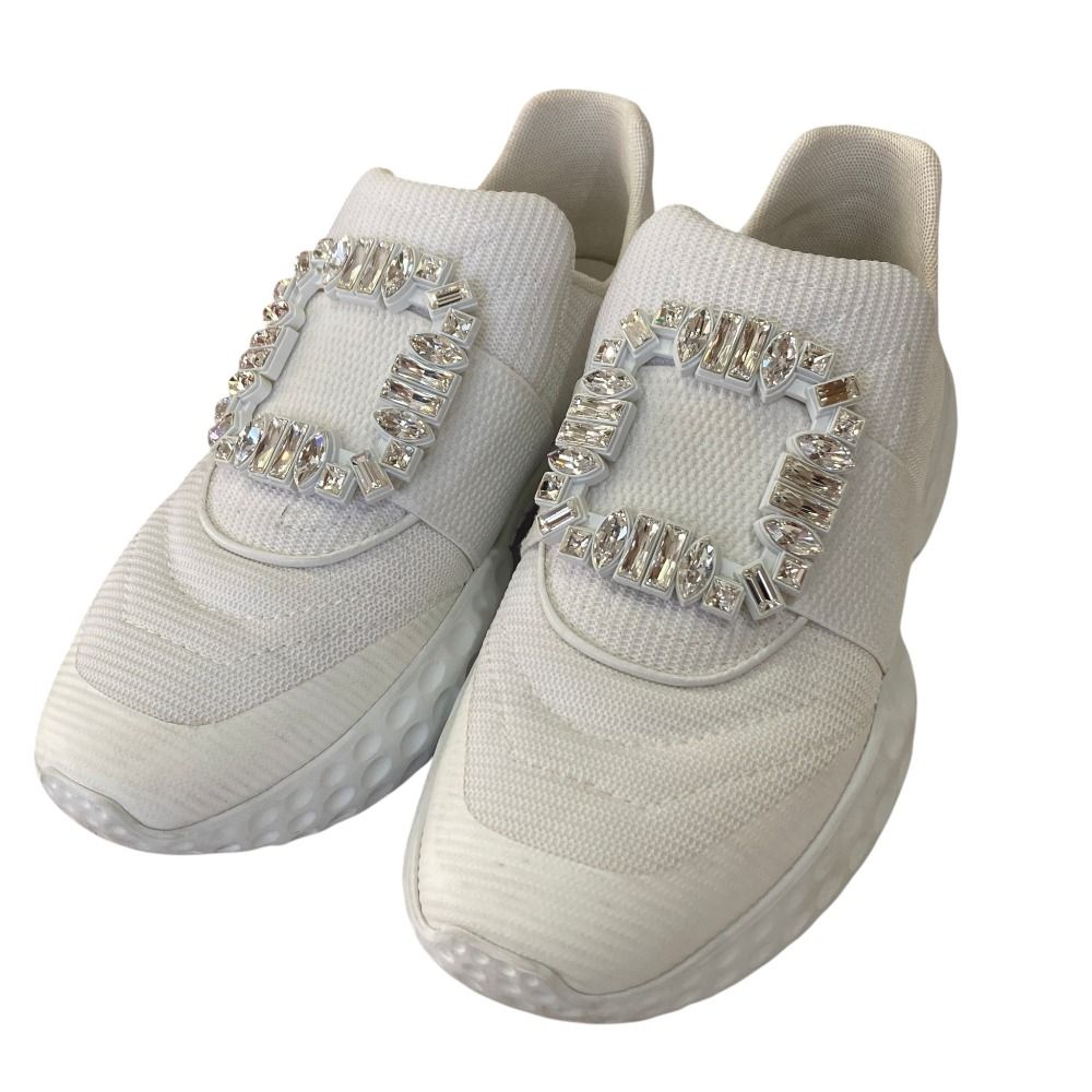 良品 Roger Vivier ロジェヴィヴィエ VIV RUN ビジュースニーカー サイズ37 24.0cm相当 ホワイト レディース 古着 中古 USED