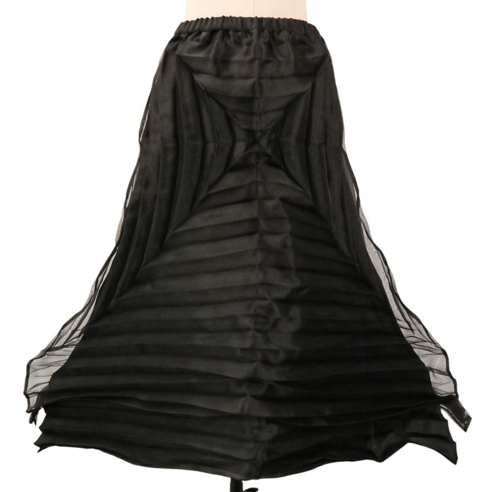 美品 ISSEY MIYAKE イッセイミヤケ 3Dスチーム ロング 変形イージースカート IM12FG935 サイズ2 ブラック レディース 古着 中古 USED