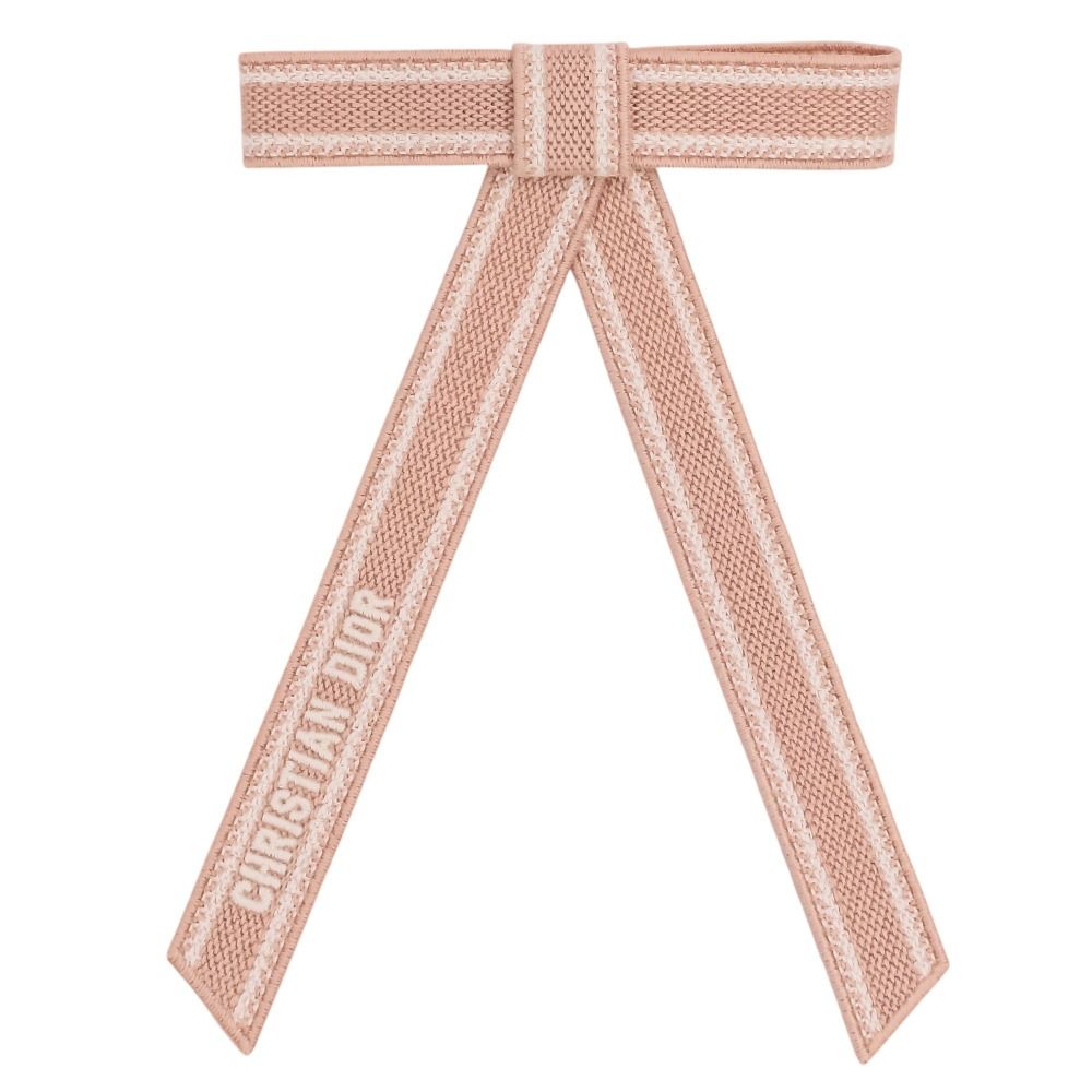 美品 Christian Dior クリスチャンディオール ディオールツイスト リボンバレッタ ピンク レディース 古着 中古 USED