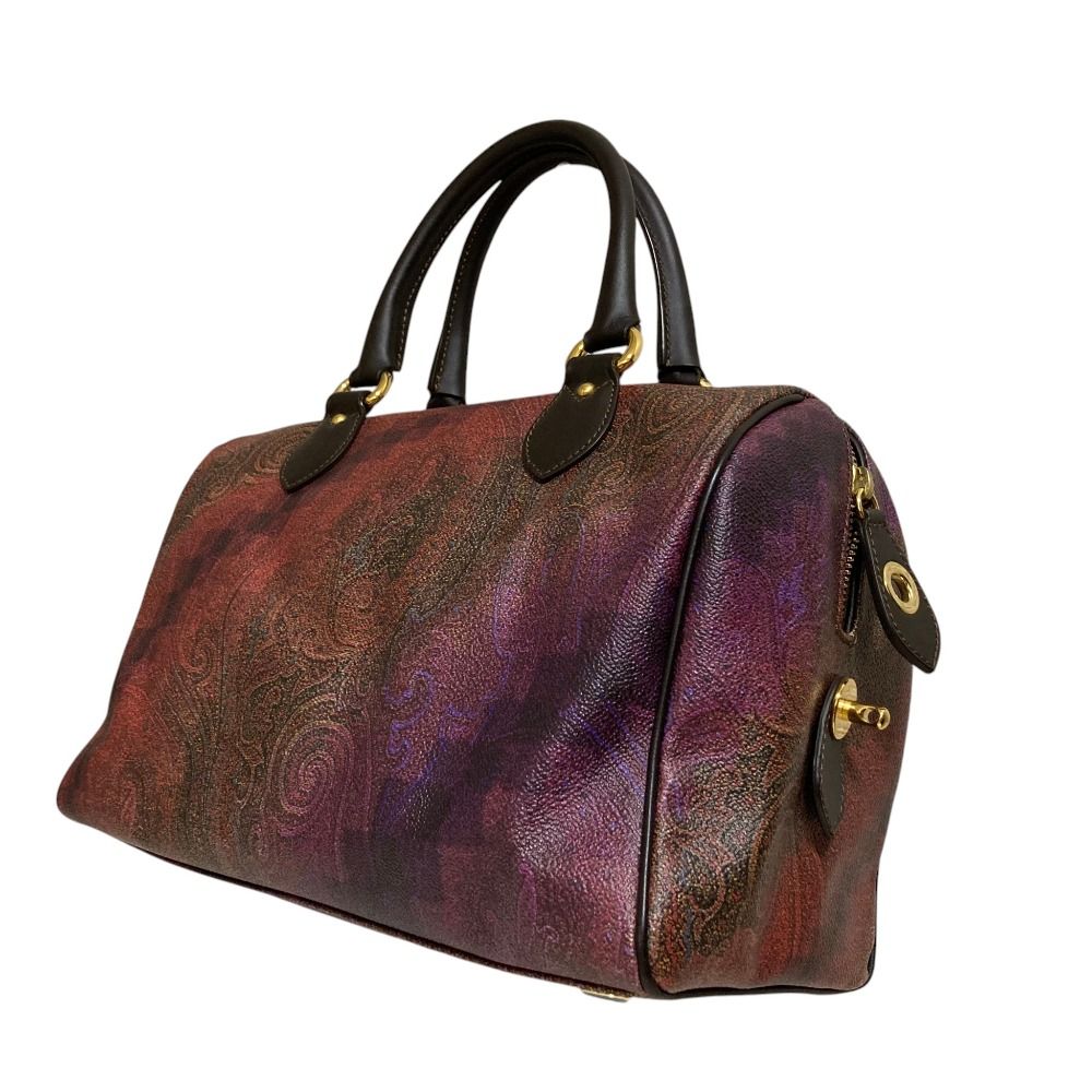 美品 ETRO エトロ ペイズリープリント PVC ミニボストンバッグ 