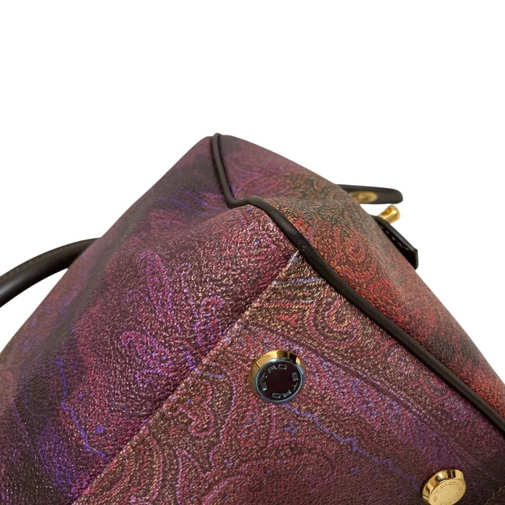 美品 ETRO エトロ ペイズリープリント PVC ミニボストンバッグ