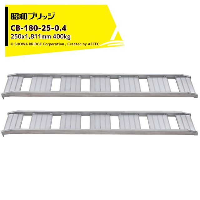 昭和ブリッジ アルミブリッジ CB型 400kg/2本セット 有効幅250x全長1,811 管理機用 鉄ホイール・ゴムホイール用 CB-180-25-0.4