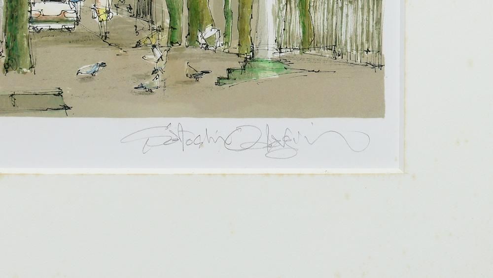 【真作】【WISH】小田切訓「サクレクールの道」オリジナルリトグラフ 20号大 大作 1990年作 直筆サイン 証明シール パリ街 　 #26043447